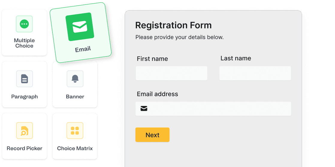 Drag and drop to create forms