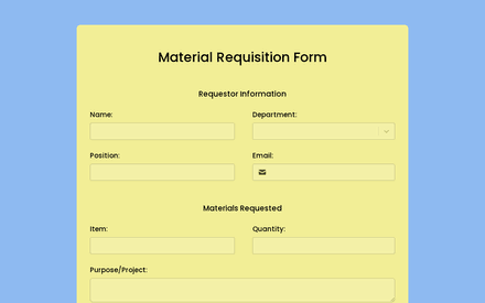 Formulario de solicitud de material (MRF) template image