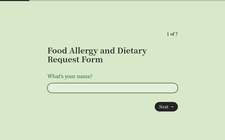 Food Allergy and Dietary Request Form template image