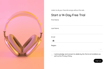 Free Trial Signup Form template image