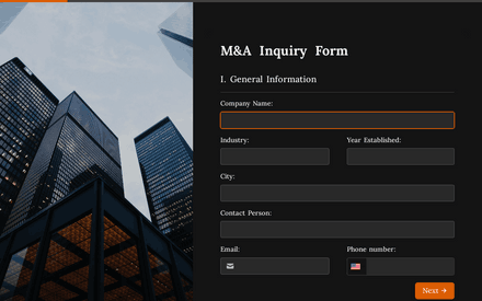 Mergers and Acquisitions Inquiry Form template image